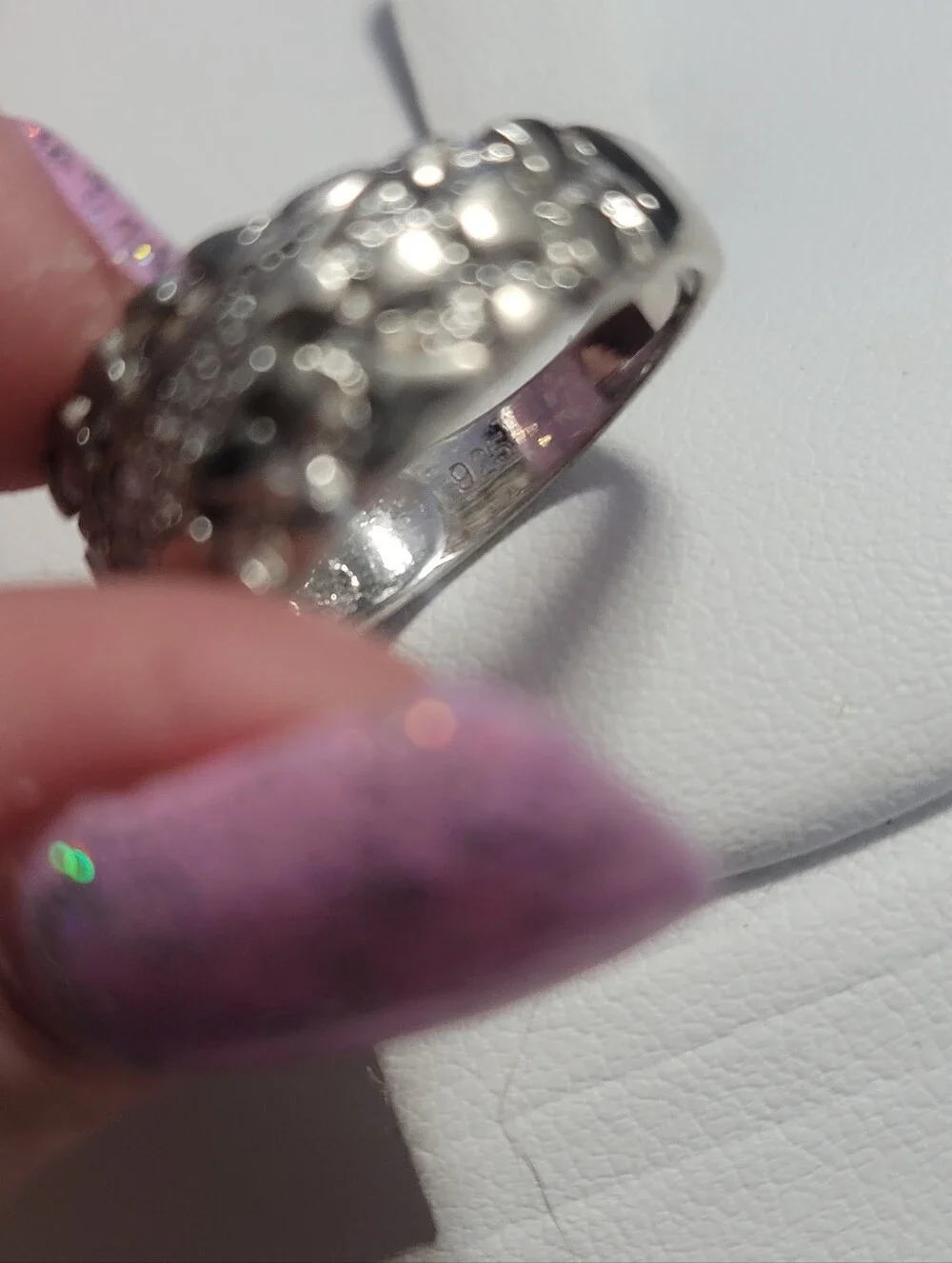 925 Sterling Silver Moissanite Claw Mark Nugget Ring Sz 8